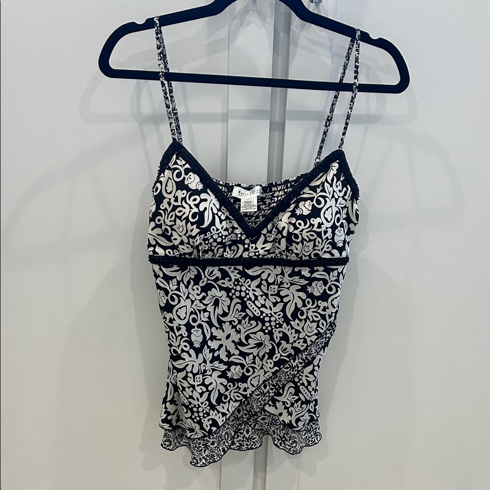 White House Black Market Black and White Floral Camisole